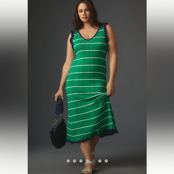 🆕Daily Practice by Anthropologie-Knit Striped Midi Dress, Green Motif, Size 3X - Picture 6 of 14